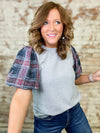 THML Sera Plaid Sleeve Top