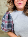 THML Sera Plaid Sleeve Top