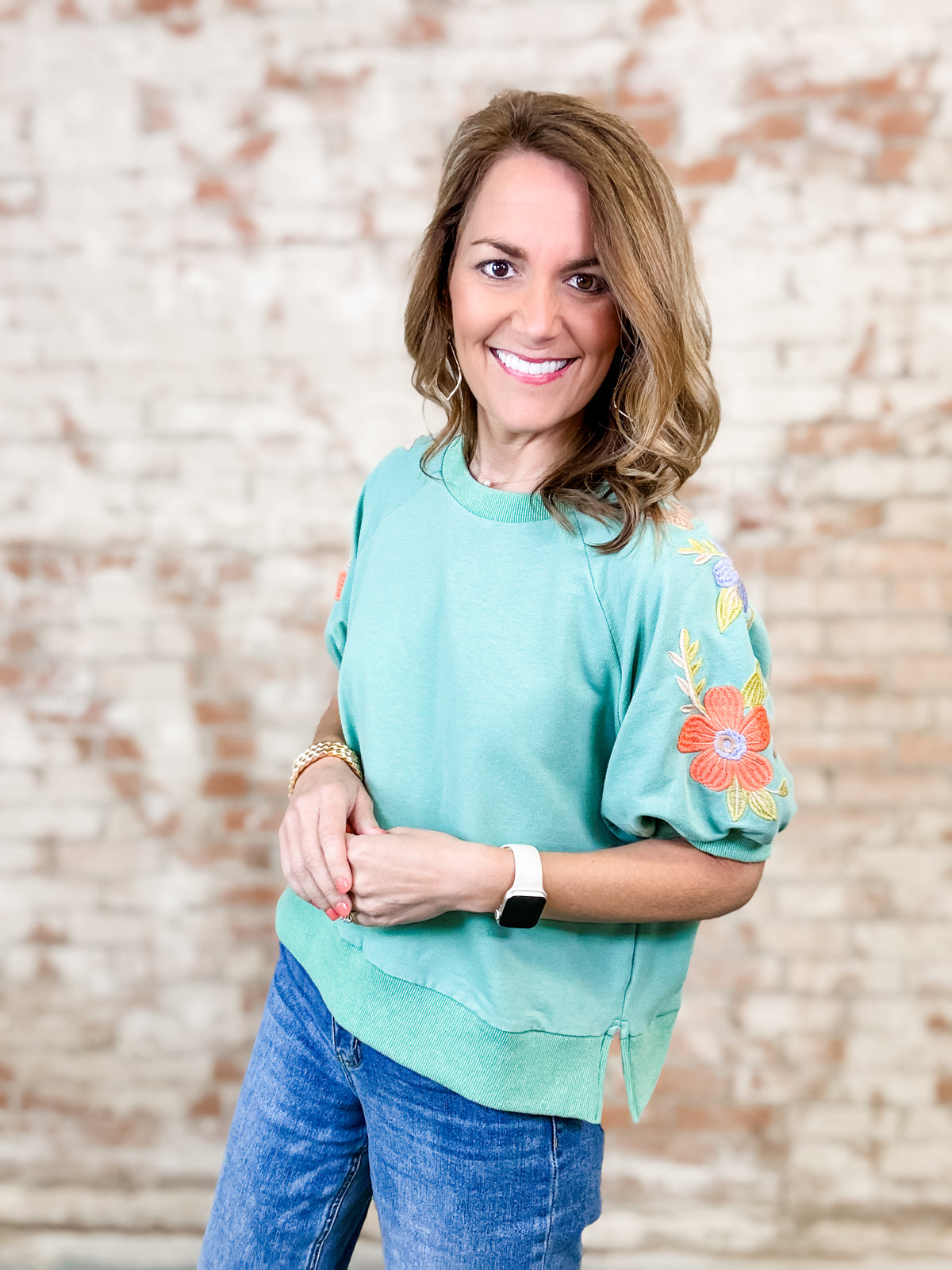 June Embroidered Sleeve Top