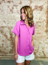 Brandy Solid Crinkle Top
