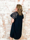 Tracie Black Dot Lace Sleeve Dress