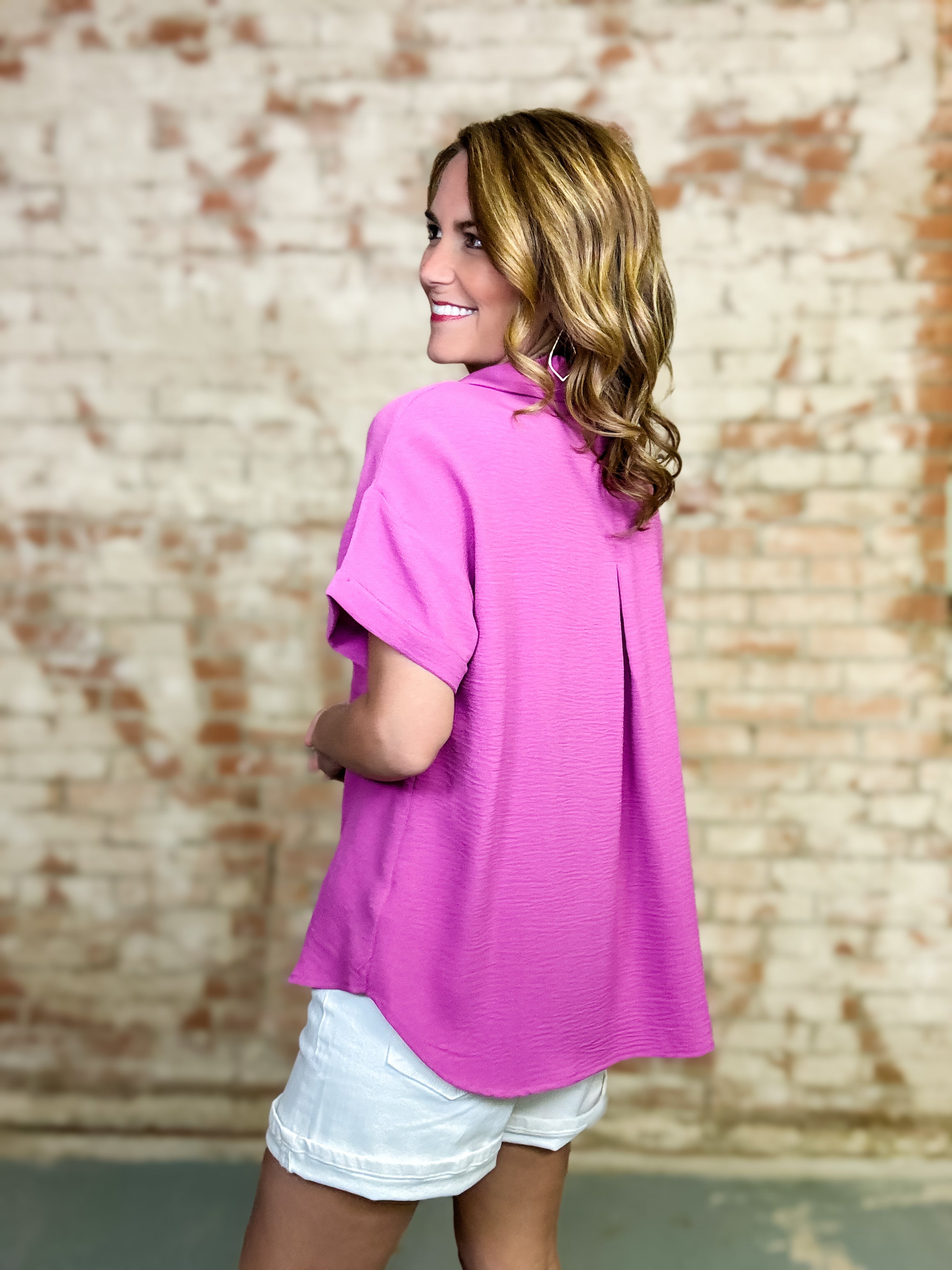 Brandy Solid Crinkle Top