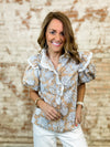 Layton Pom Trim Print Top