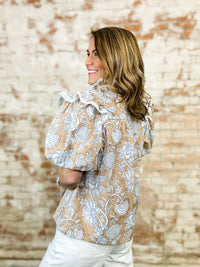 Layton Pom Trim Print Top