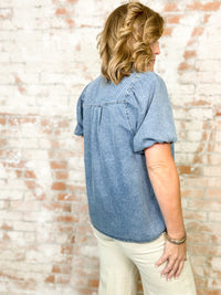 Garner Denim Collared Top