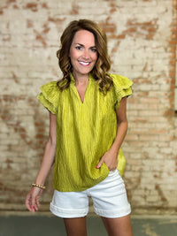 Avery Textured Ruffle Top