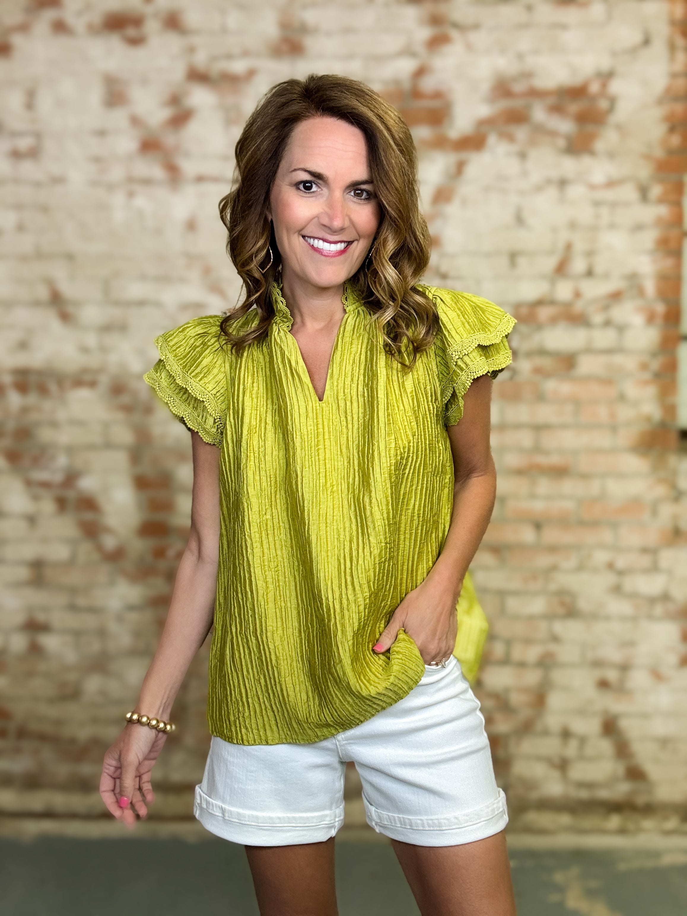 Avery Textured Ruffle Top