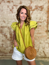 Avery Textured Ruffle Top