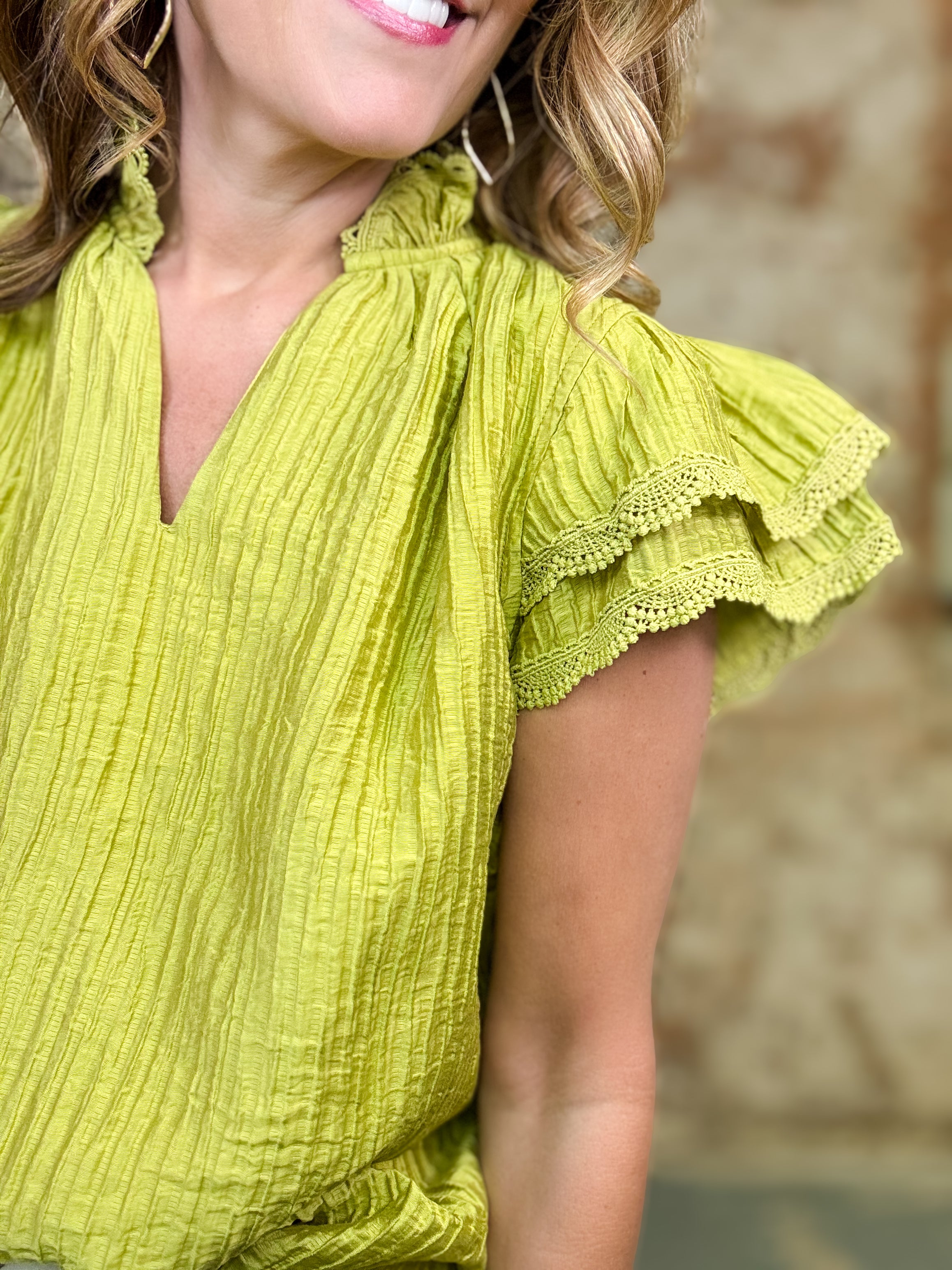 Avery Textured Ruffle Top