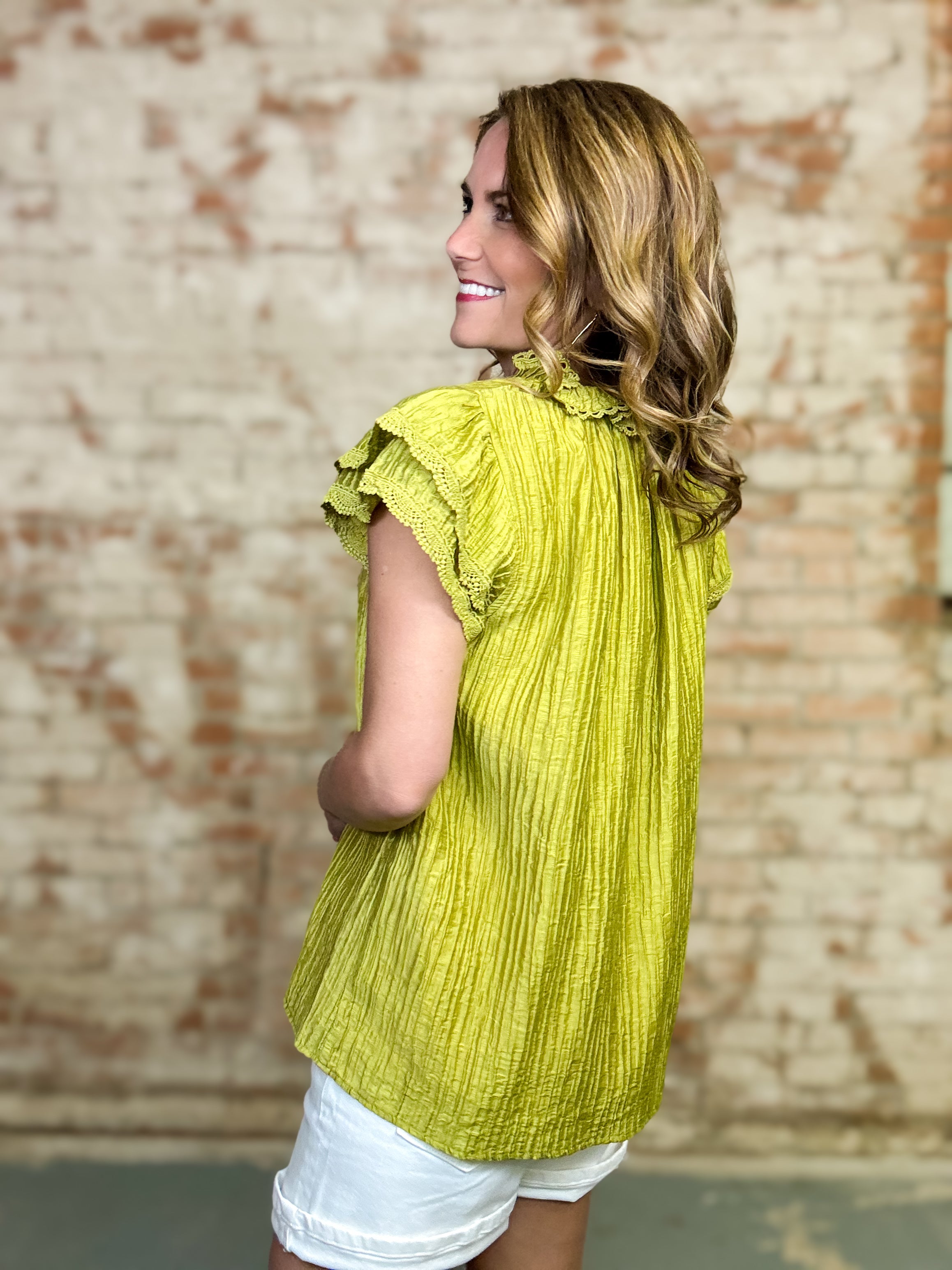 Avery Textured Ruffle Top