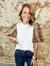 THML Tera Plaid Sleeve Top