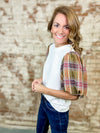 THML Tera Plaid Sleeve Top