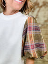 THML Tera Plaid Sleeve Top