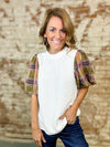 THML Tera Plaid Sleeve Top