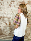 THML Tera Plaid Sleeve Top
