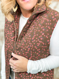 Canton Floral Print Corduroy Vest