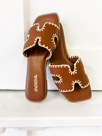 Finity Brown Stitched Sandal