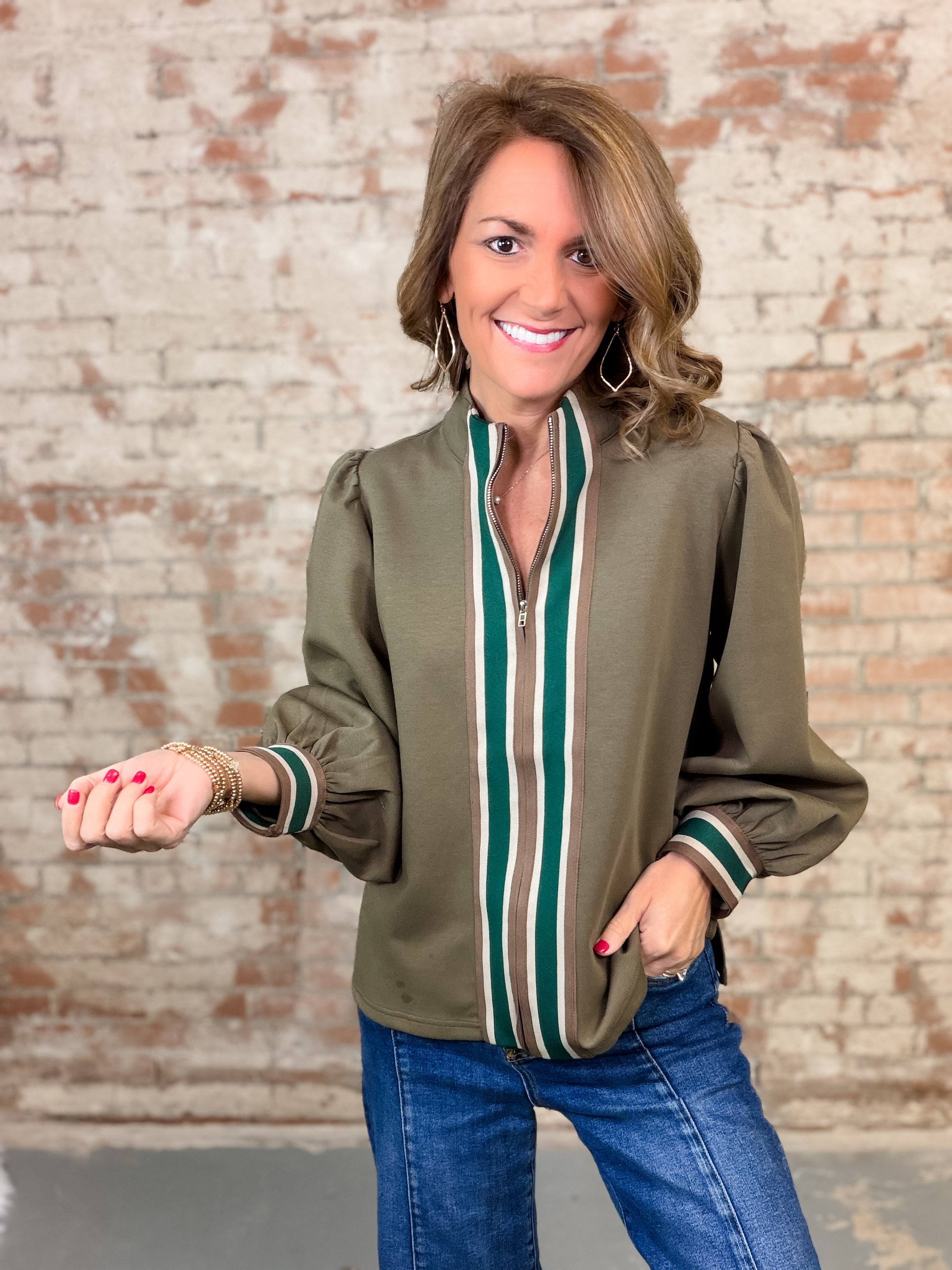 Crystal Front Zip Top