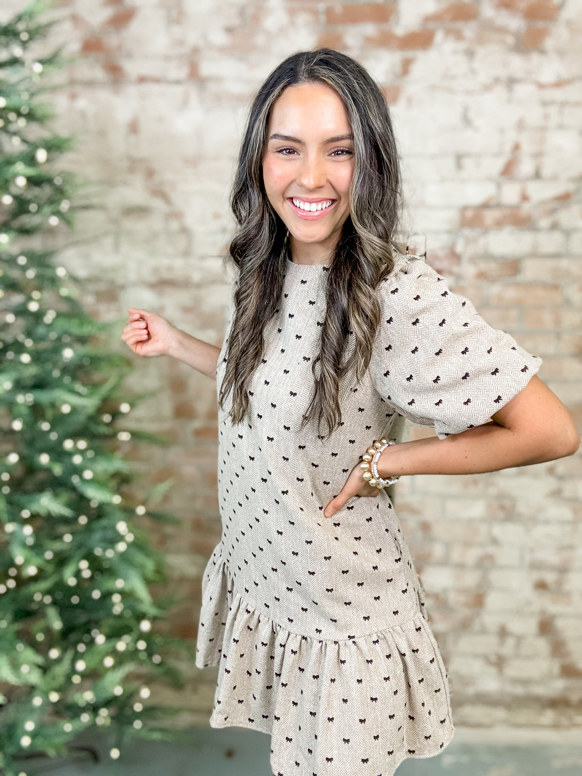 Laranda Bow Tweed Dress