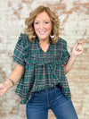 Kayla Green Plaid Ruffle Top