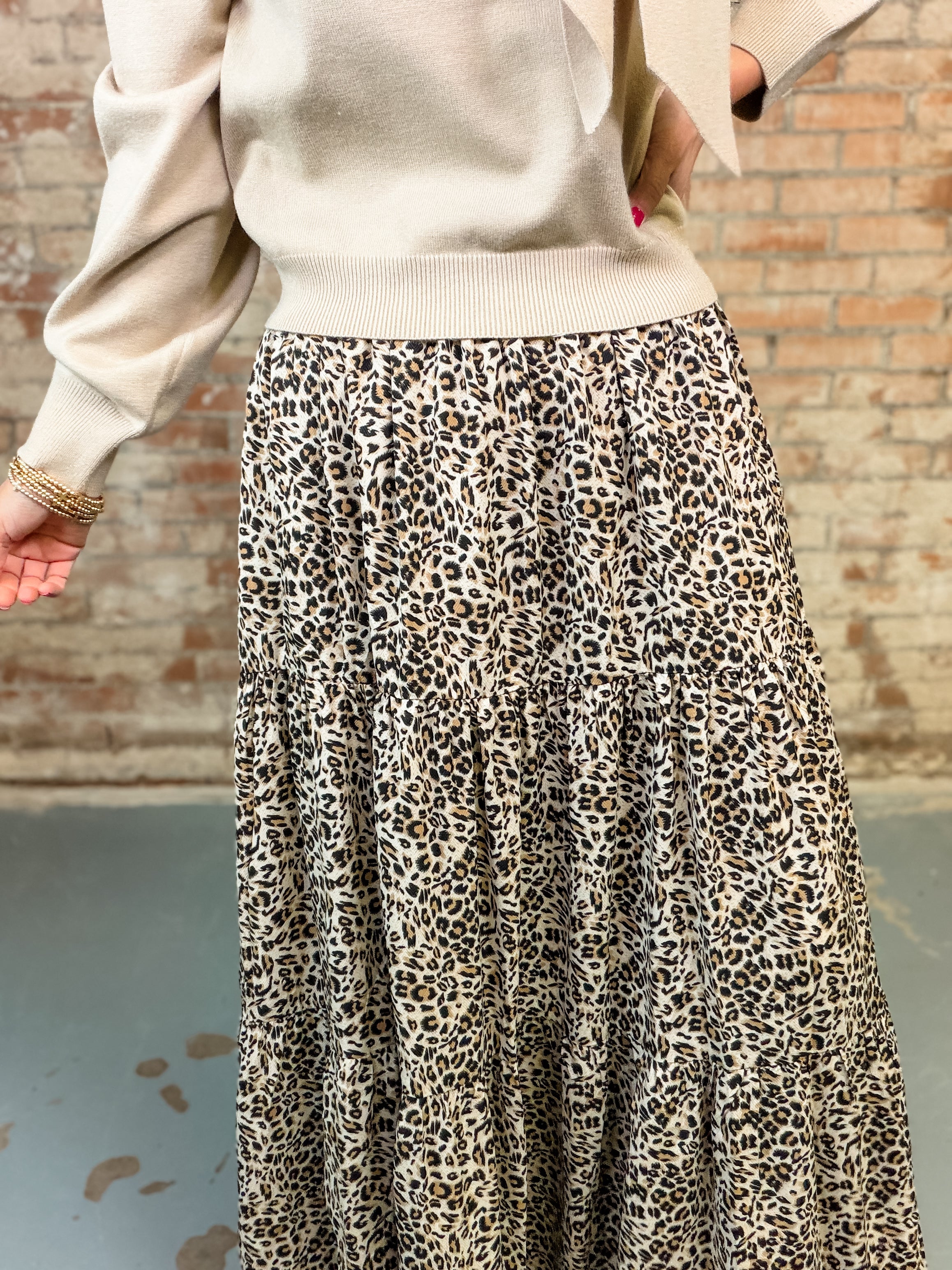 Windel Leopard Tiered Skirt