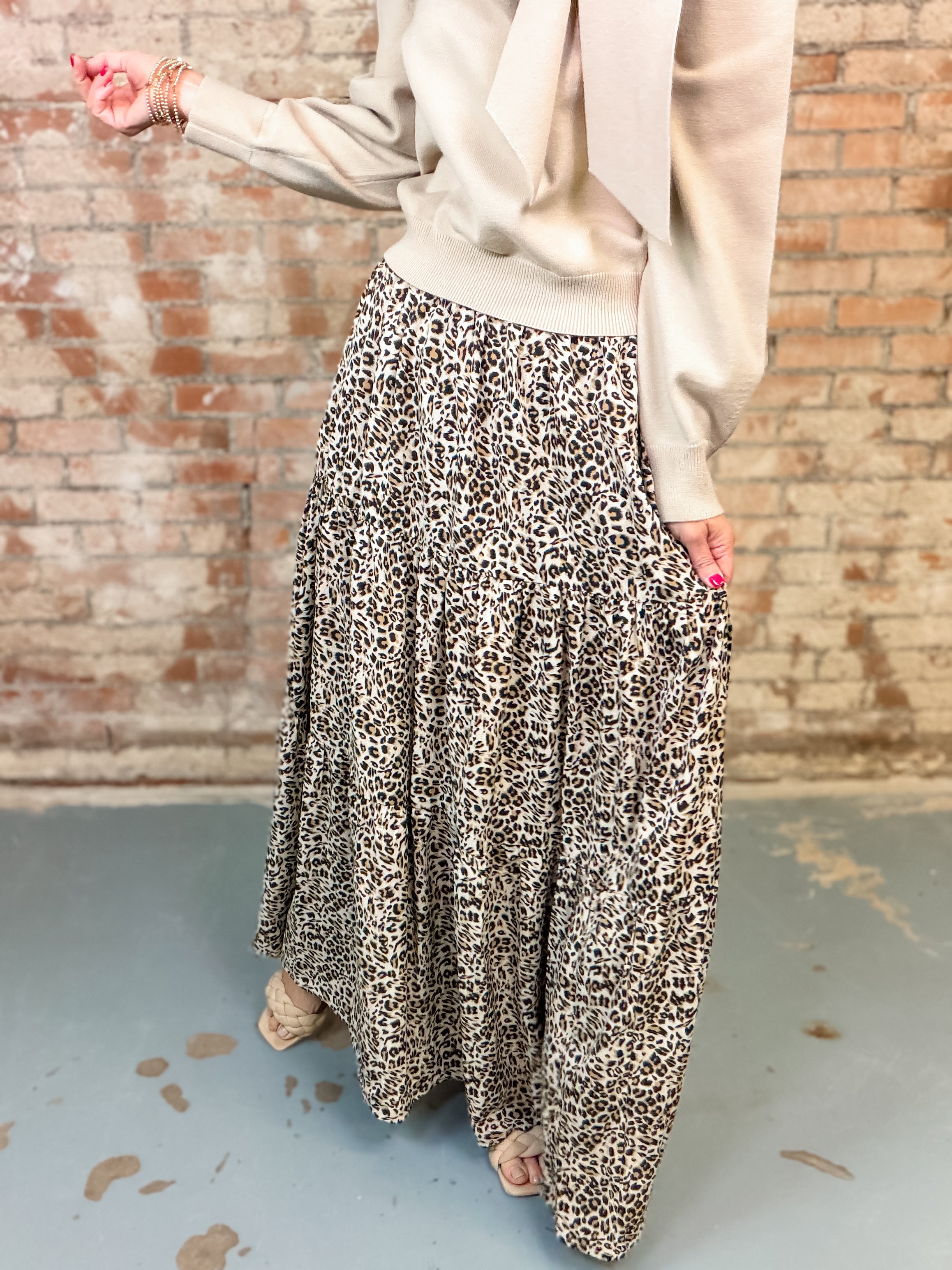 Windel Leopard Tiered Skirt