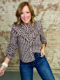 THML Joelle Plaid Ruffle Top