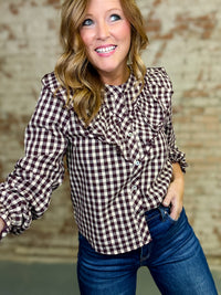 THML Joelle Plaid Ruffle Top