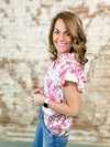 Megan Floral Flutter Sleeve Top