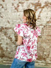 Megan Floral Flutter Sleeve Top