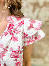 Megan Floral Flutter Sleeve Top