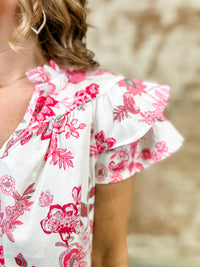 Megan Floral Flutter Sleeve Top