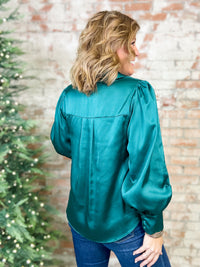 Macie Green Satin Top