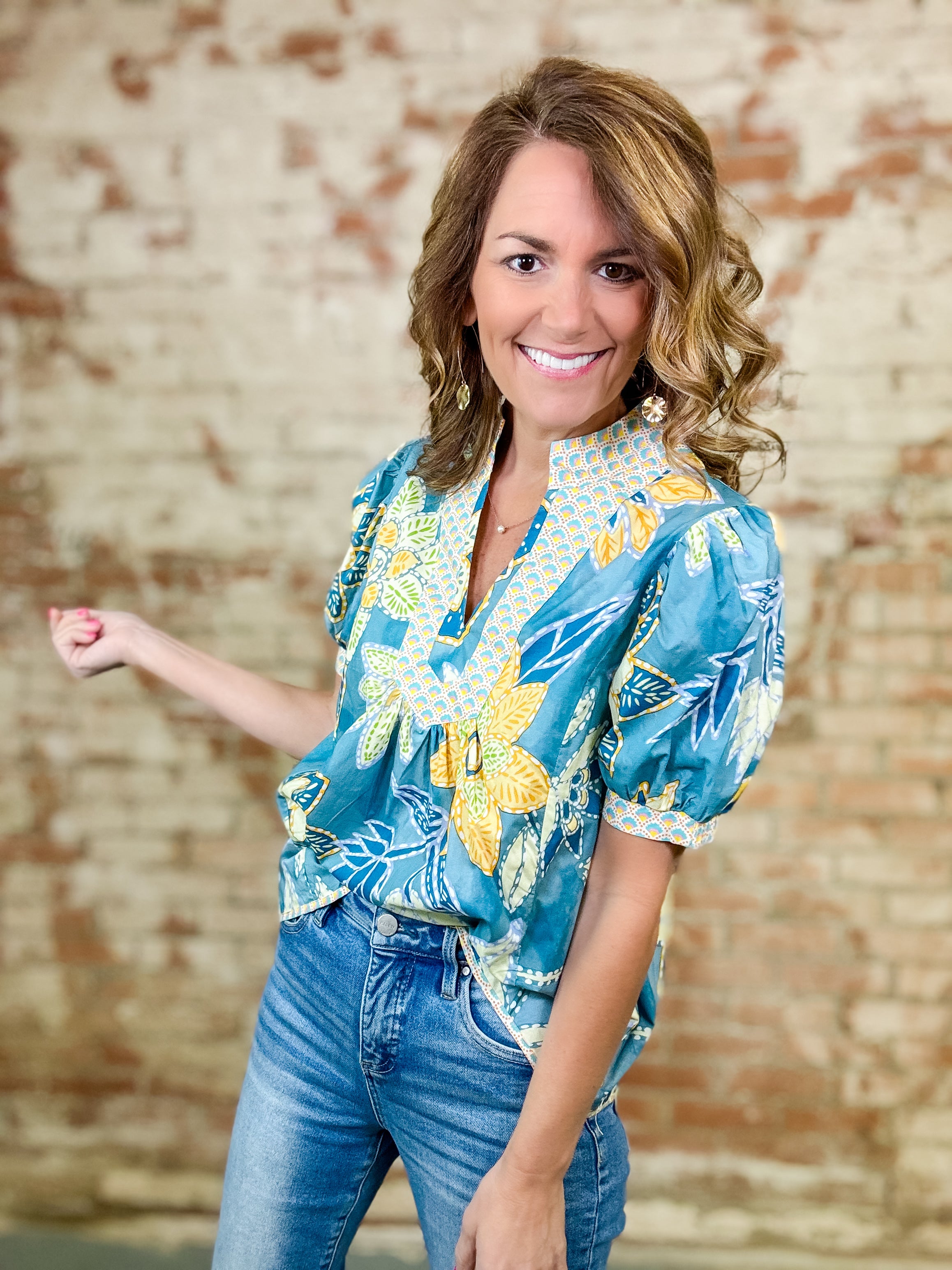 Charity Abstract Print Top