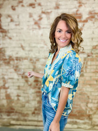 Charity Abstract Print Top