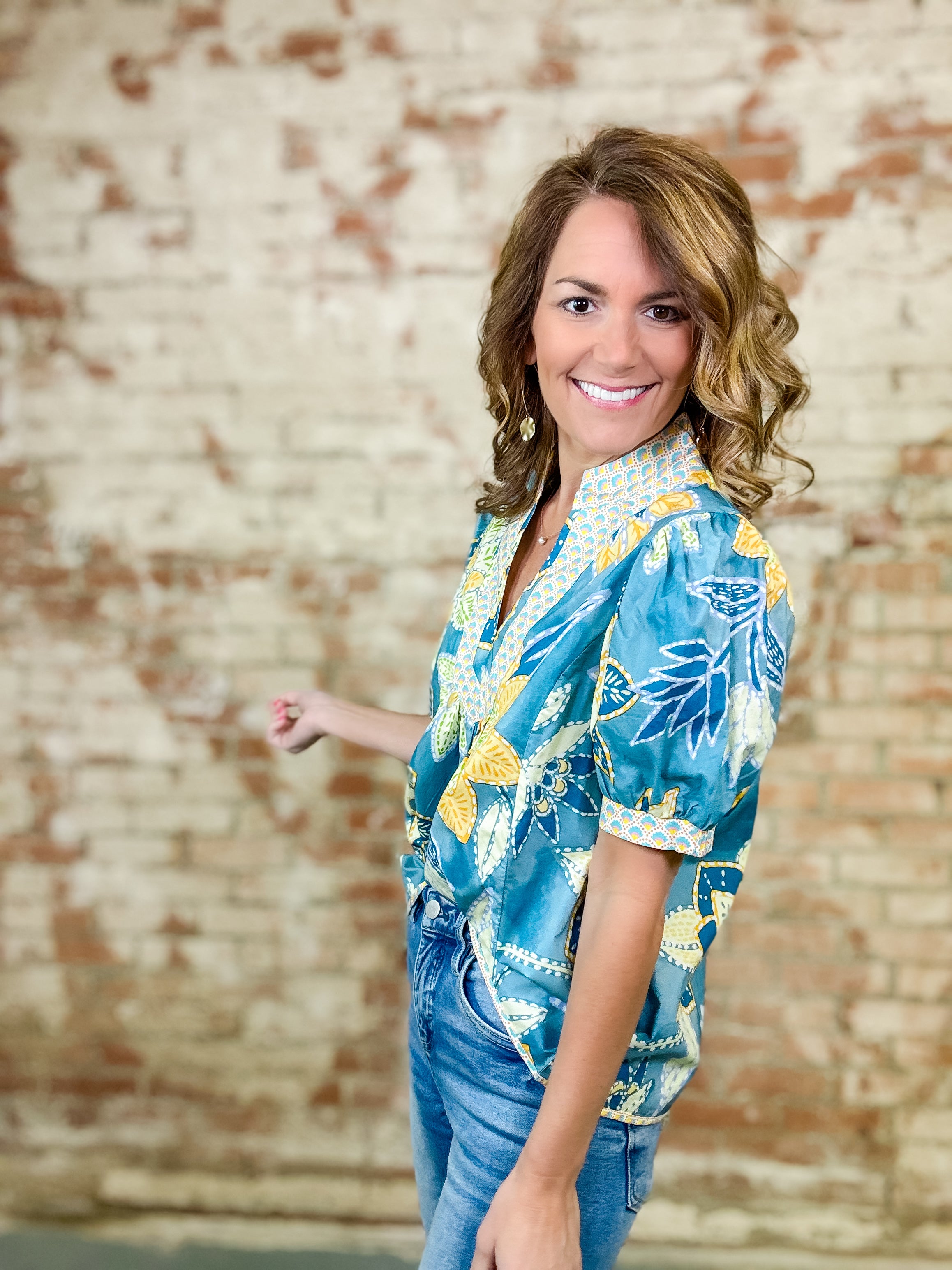 Charity Abstract Print Top