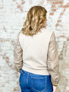 Deana Leather Sleeve Textured Top