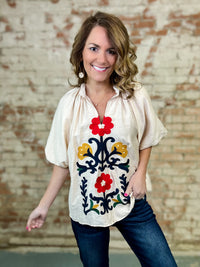Gracen Embroidered Boho Top
