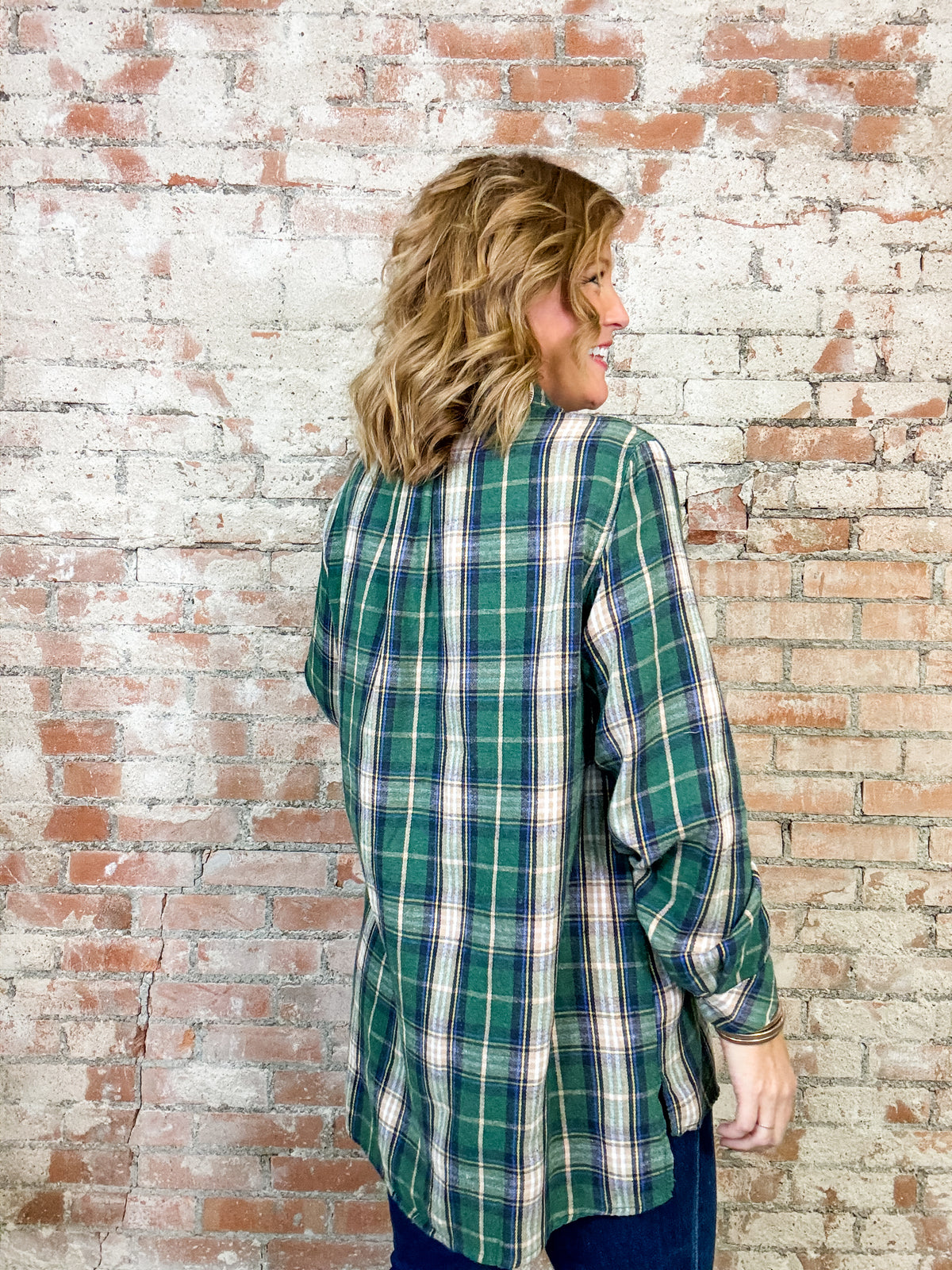 Percy Plaid Button Up Tunic Top