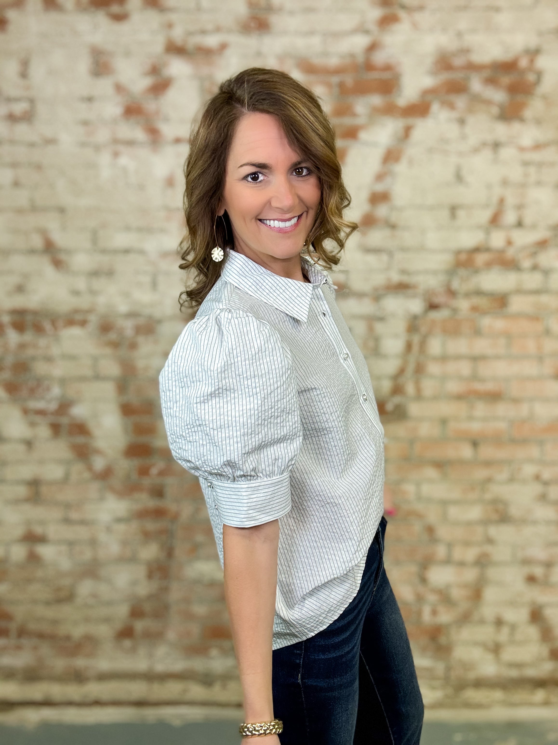 Bexley Pearl Button Top