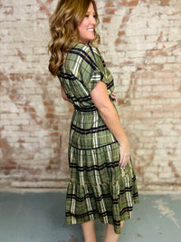 THML Freda Plaid Midi Dress