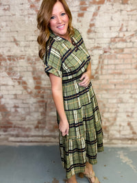 THML Freda Plaid Midi Dress