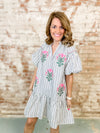 Suzanne Embroidered Stripe Dress