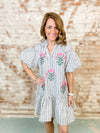 Suzanne Embroidered Stripe Dress