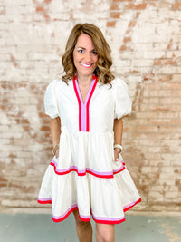Carol Color Band Tiered Dress