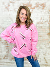 Dasher Pink Candy Cane Sequin Sweatshirt