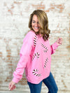 Dasher Pink Candy Cane Sequin Sweatshirt