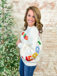 Ho Ho Ho + Merry Christmas Chunky Knit Sweater