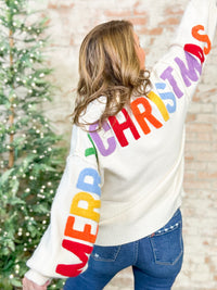 Ho Ho Ho + Merry Christmas Chunky Knit Sweater