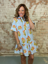 THML Eliana Striped Floral Dress